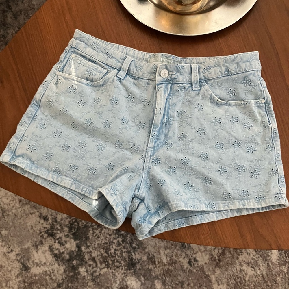 GUESS Eyelet Denim Shorts